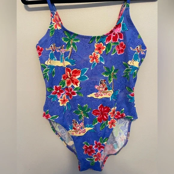 Islander Vintage Hawaiian Print One Piece Bathing Suit - Picture 3 of 6